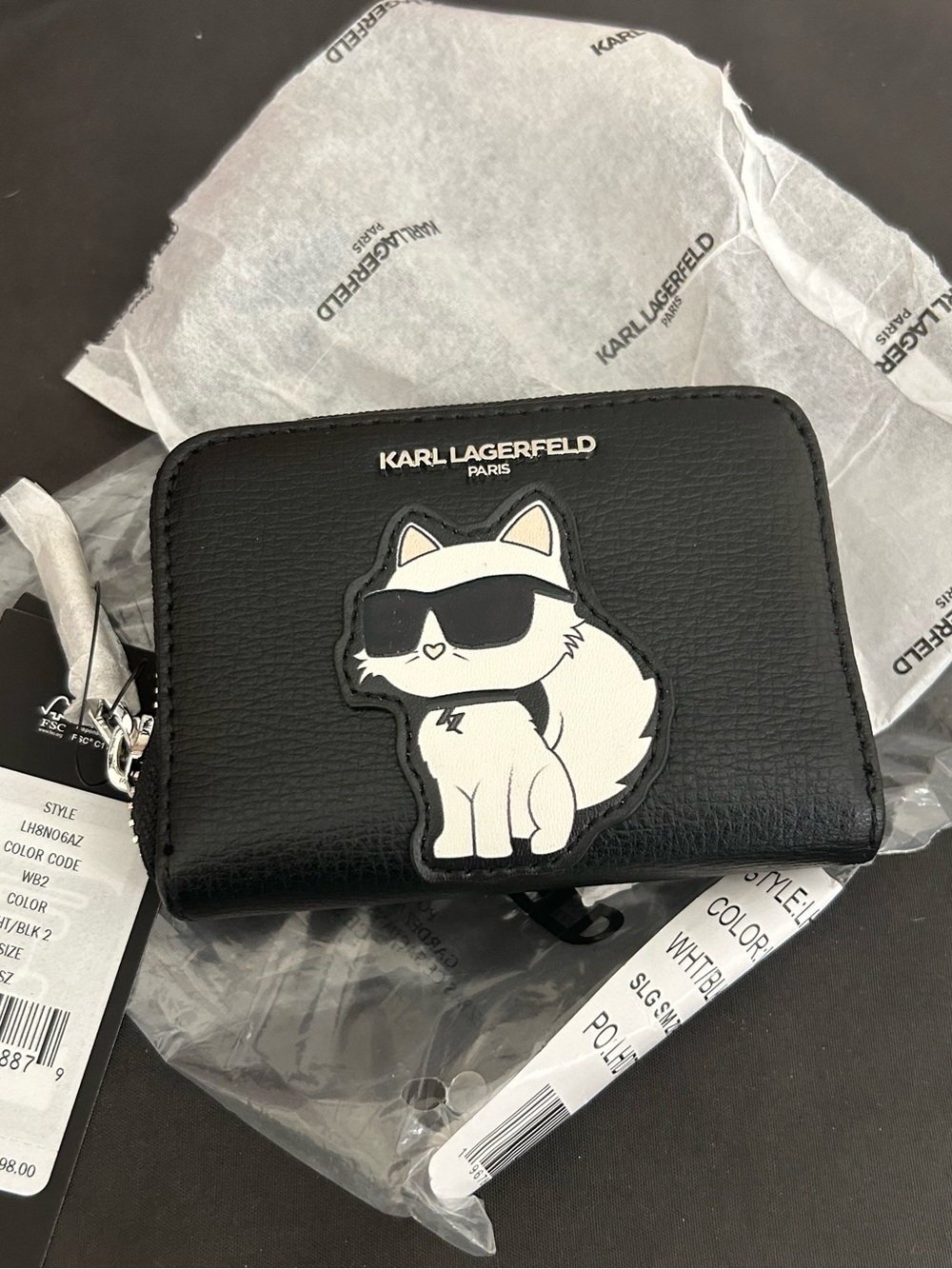 NWT Karl Lagerfeld Black Wallet featuring CHOUPETTE.  RARE/HARD TO FIND